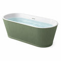 Freistehende ovale Badewanne aus Acryl, 170 × 75 × 58 cm, Grün/Weiß, gerippte Außenfläche
