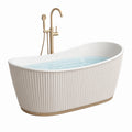 Freistehende ovale Acrylbadewanne 170 × 80 × 58 cm Weiß/Gold mit geriffelter Außenseite
