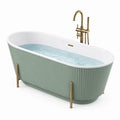 Freistehende Badewanne 170 × 75 × 58 cm in Mintgrün, Weiß und Gold mit geriffelter Oberfläche