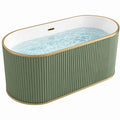 Freistehende ovale Acrylbadewanne 170 × 80 × 58 cm in Grün, Weiß und Gold mit geriffelter Außenverkleidung