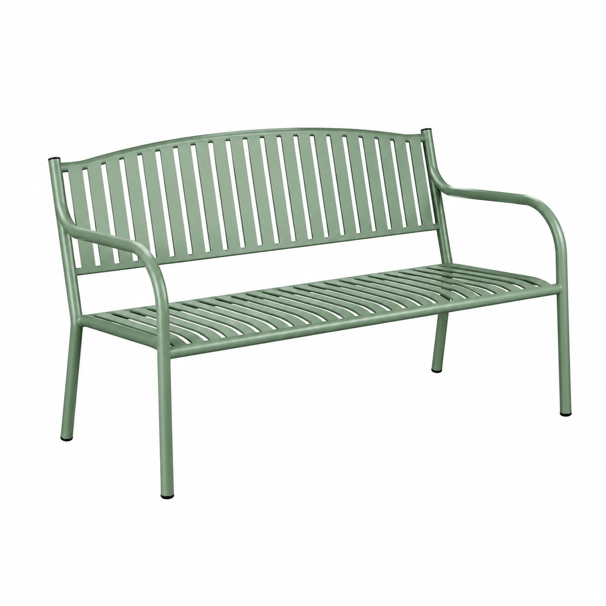 Grüne Metall-Gartenbank mit Armlehnen, 120 × 60 × 85 cm