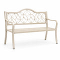 Metall-Gartenbank in Cremeweiß mit floralem Gitterdesign, 120 × 60 × 90 cm