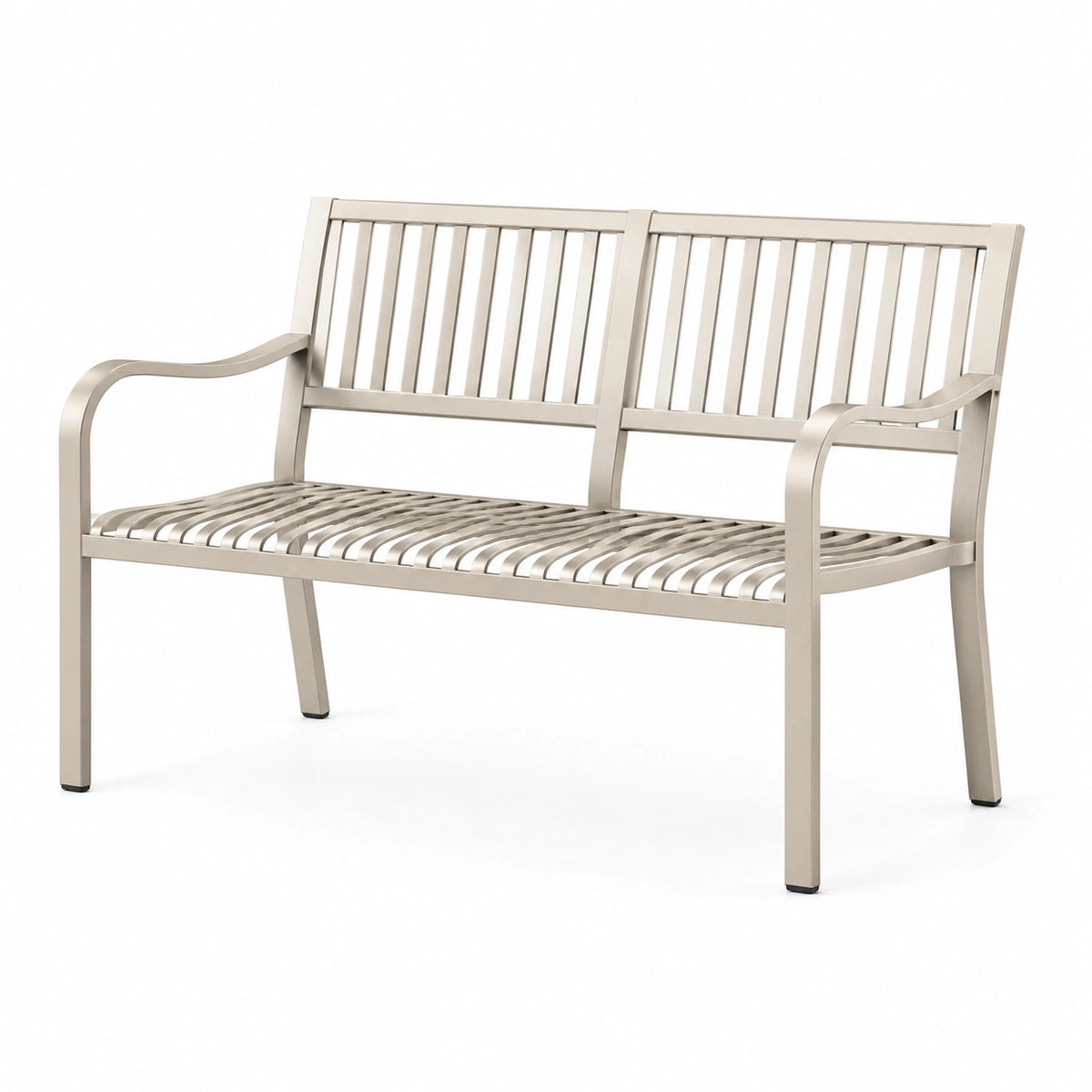 Aluminium-Gartenbank Beige 120 × 60 × 90 cm mit Lattenstruktur
