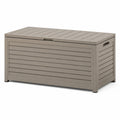 Garten-Aufbewahrungsbox aus Kunststoff in Taupe, 160 × 80 × 75 cm, wetterfest mit Klappdeckel