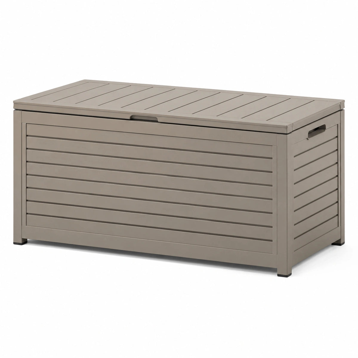 Garten-Aufbewahrungsbox aus Kunststoff in Taupe, 160 × 80 × 75 cm, wetterfest mit Klappdeckel