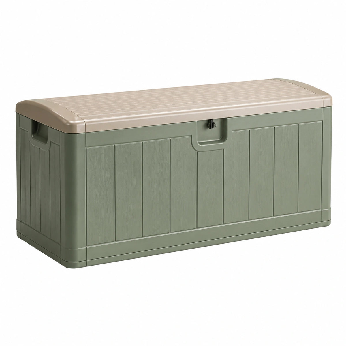 Aufbewahrungsbox aus Kunststoff 120 × 55 × 60 cm Grün/Beige mit Klappdeckel