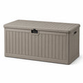 Auflagenbox aus Kunststoff in Taupe/Schwarz, 120 × 55 × 60 cm, mit Klappdeckel