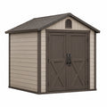 Kunststoff-Gartenhaus 191 × 111 × 197 cm in Taupe und Dunkelbraun mit Doppeltür und Lüftung