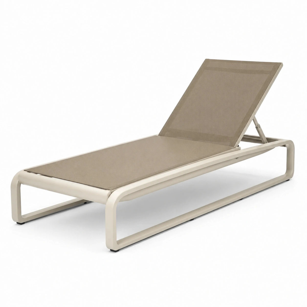 Sonnenliege aus Aluminium in Beige, 200 × 70 × 35 cm, mit verstellbarer Rückenlehne