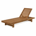 Braune Gartenliege aus Holz mit verstellbarer Rückenlehne, 200 × 65 × 35 cm