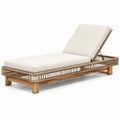 Gartenliege 200 × 75 × 35 cm aus Holz und Seilgeflecht in Naturbeige/Beige mit verstellbarer Rückenlehne