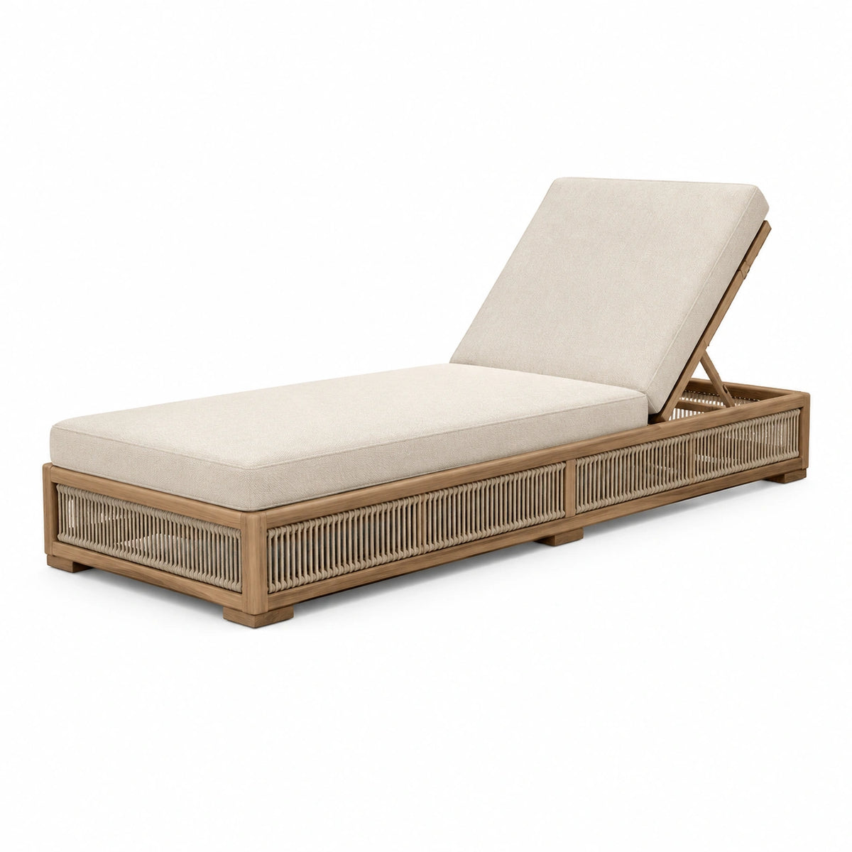 Gartenliege Natur/Beige mit verstellbarer Rückenlehne, 200 x 75 x 85 cm
